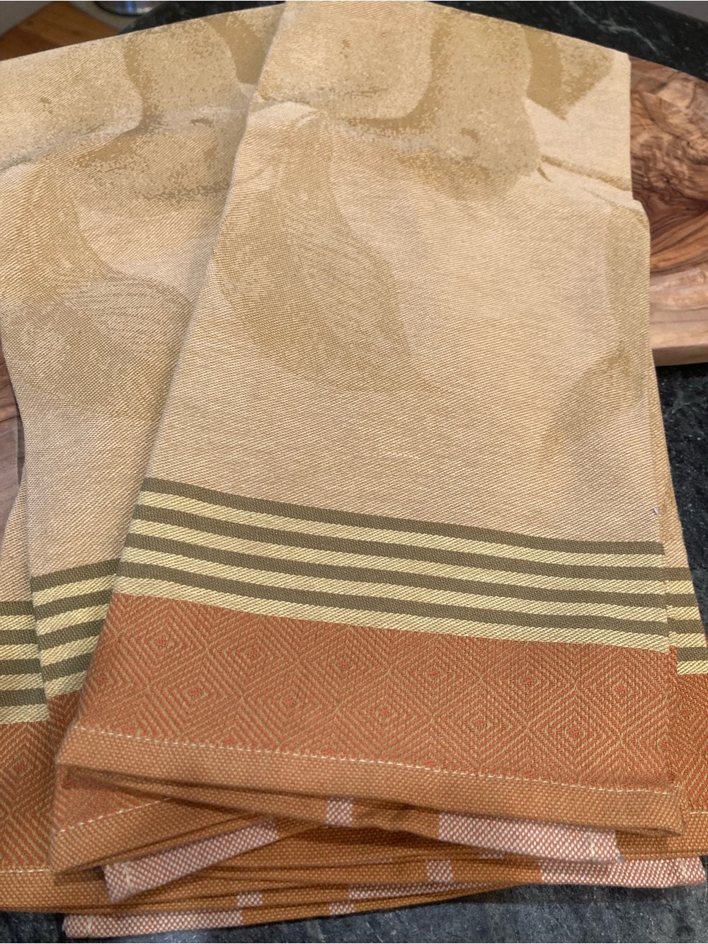 Set of 4 Williams Sonoma Autumn Leaf Jacquard Kitchen Towels - Honey Gold 20x30 - Picture 4 of 9